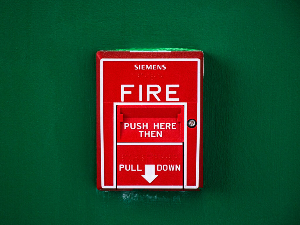 fire box on green wall