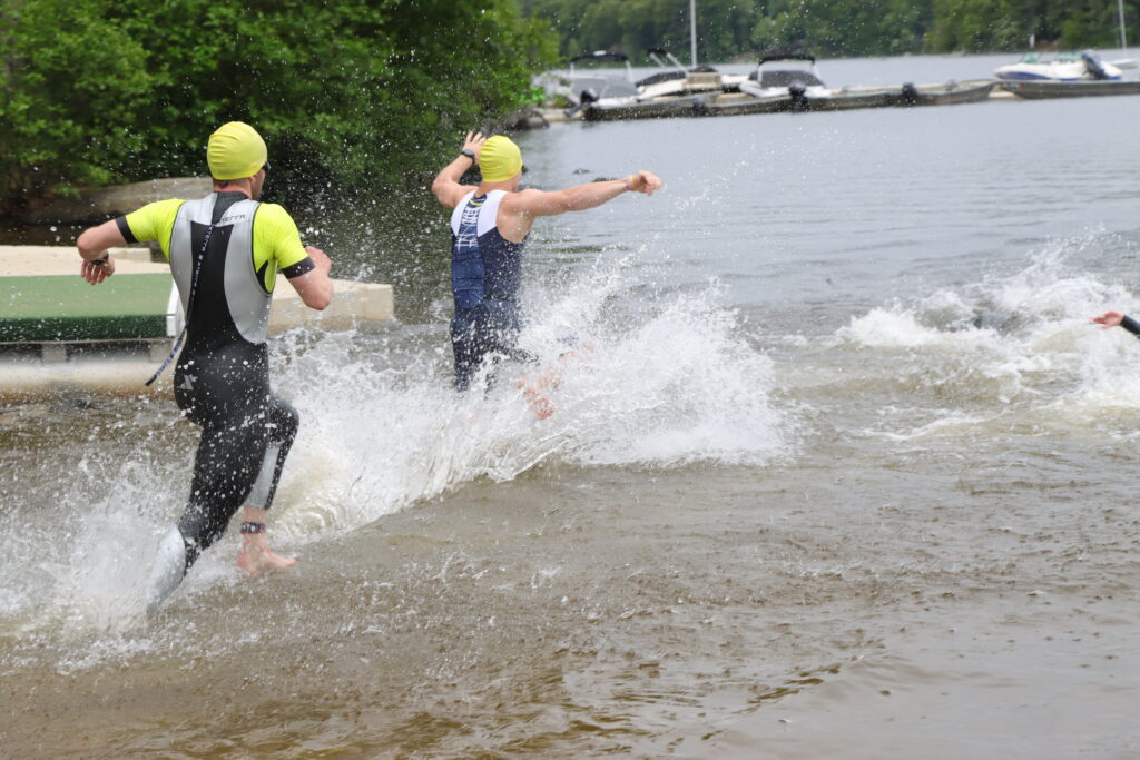 contestant running into water