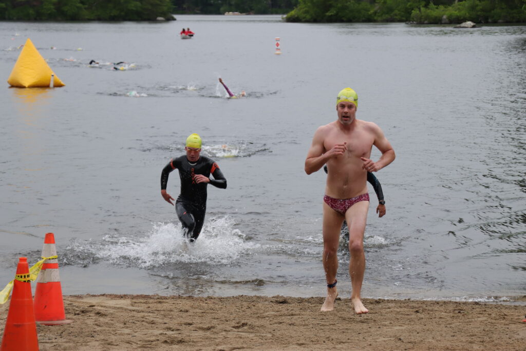 swimmers running out of water